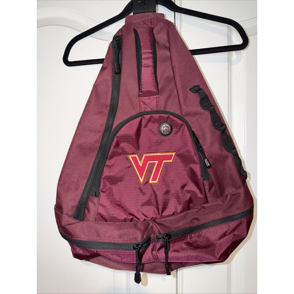 Virginia Tech VT Maroon Sling School Backpack Large Multiple Zip Pockets Unisex